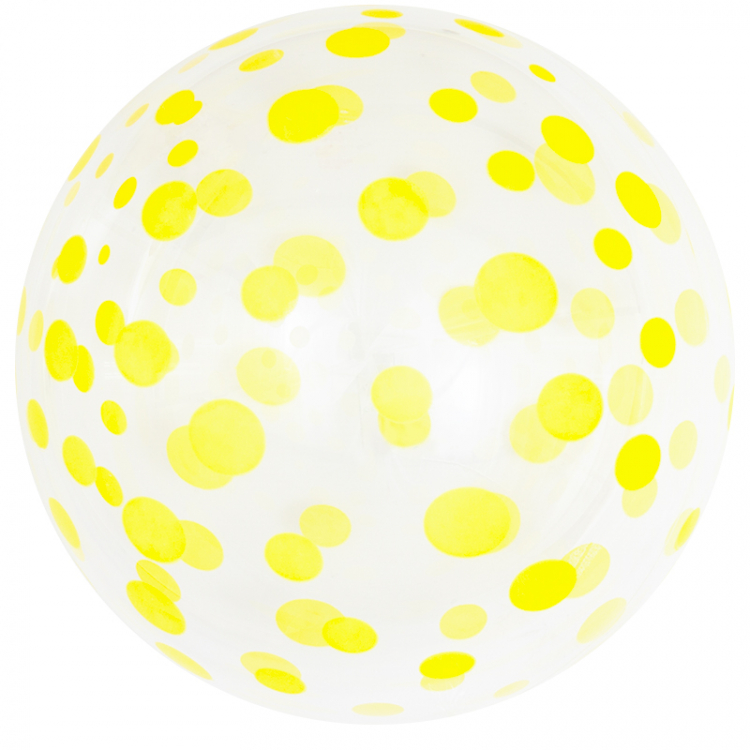 Шар Сфера 3D, Deco Bubble Желтое конфетти, Прозрачный Кристалл / 1 шт