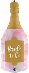 Шар Фигура, Бутылка, Свадебное Шампанское, Розовый (в упаковке)