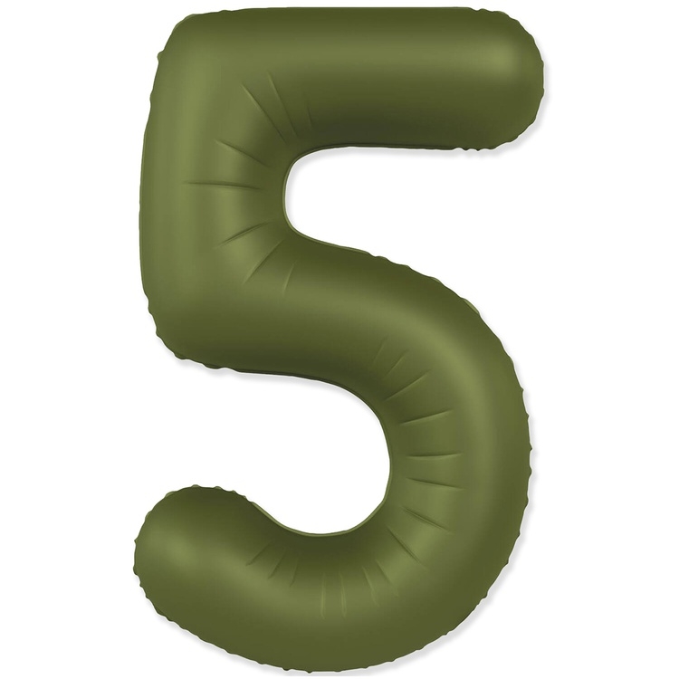 Шар Цифра "5" Slim Оливковый / Olive Green (в упаковке)
